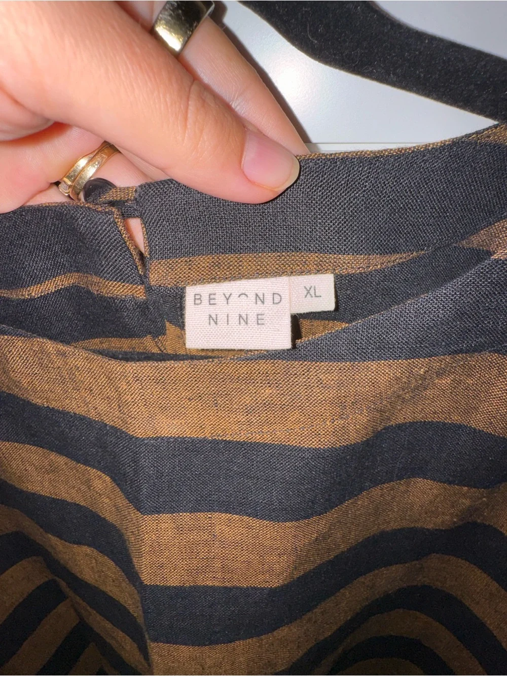 Beyond Nine Aisha Linen Top in Rust Stripe - Picture 5 of 5